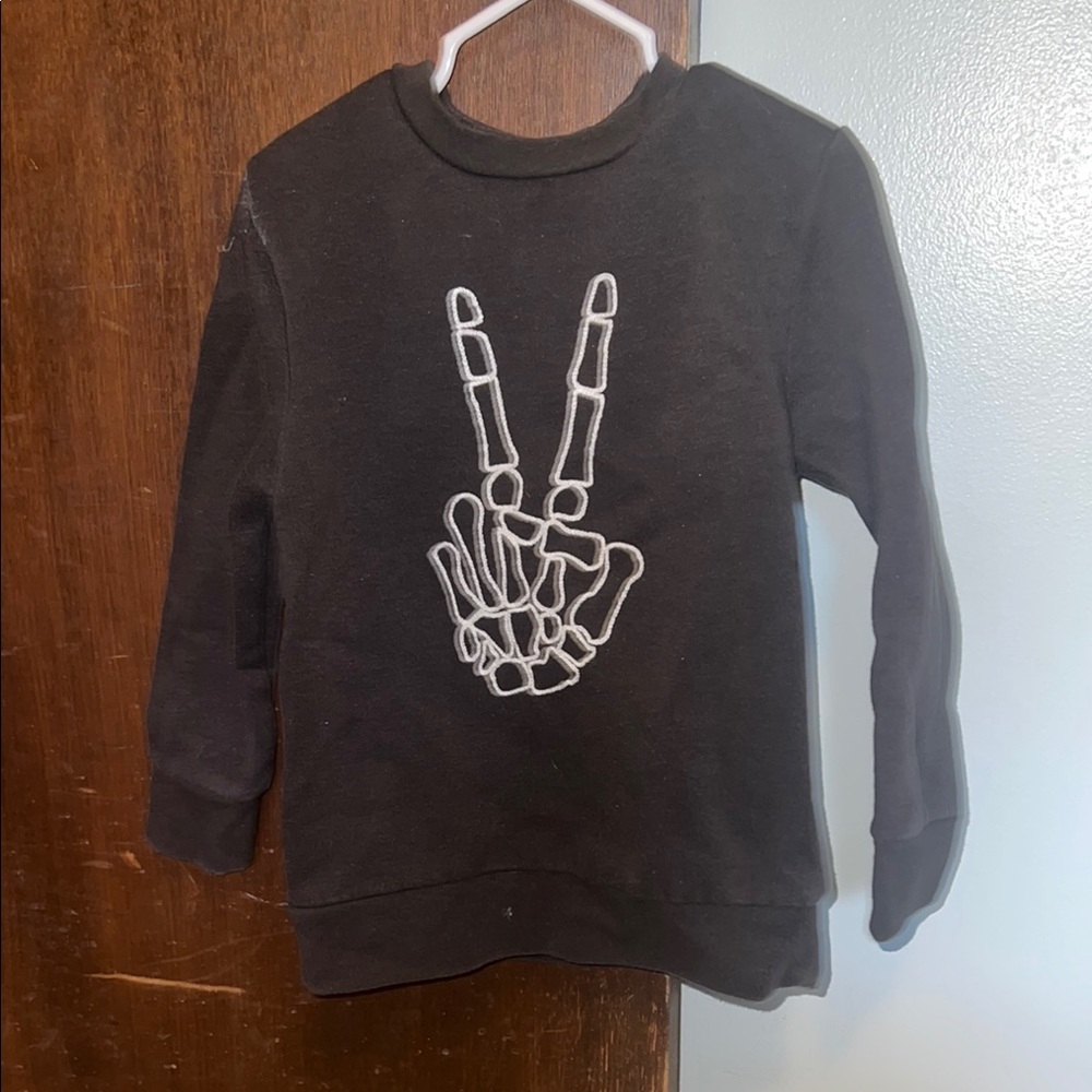 Kids Black Skeleton Peace Sign Sweatshirt